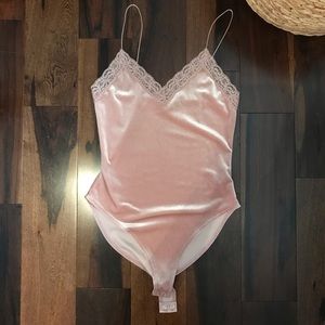 Velvet with lace detailing body suit